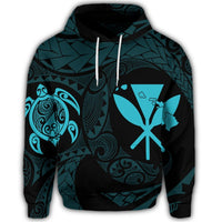 Hawaiian Kanaka Turtle Polynesian Hoodie Blue - Polynesian Pride