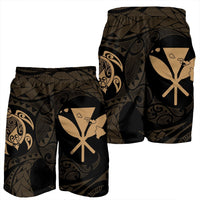 Hawaiian Kanaka Turtle Polynesian Men's Shorts Gold AH - Polynesian Pride