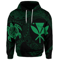 Custom Hawaiian Kanaka Turtle Polynesian Hoodie Green - Polynesian Pride