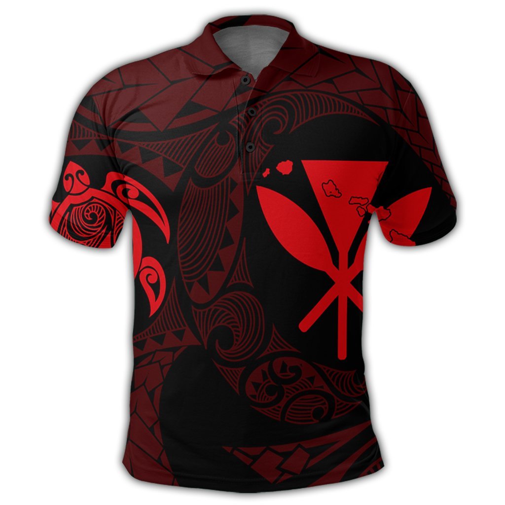 Hawaiian Kanaka Turtle Polynesian Polo Shirt Red - Polynesian Pride