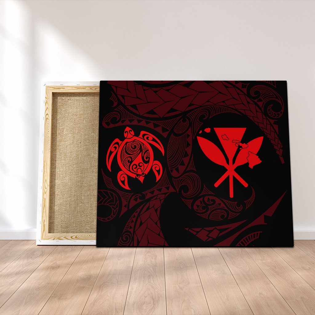 Hawaiian Kanaka Turtle Polynesian Canvas Red AH Canvas Poly-cotton - Polynesian Pride