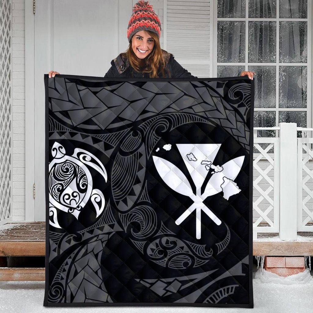 Hawaiian Kanaka Turtle Polynesian Premium Quilts White AH - Polynesian Pride