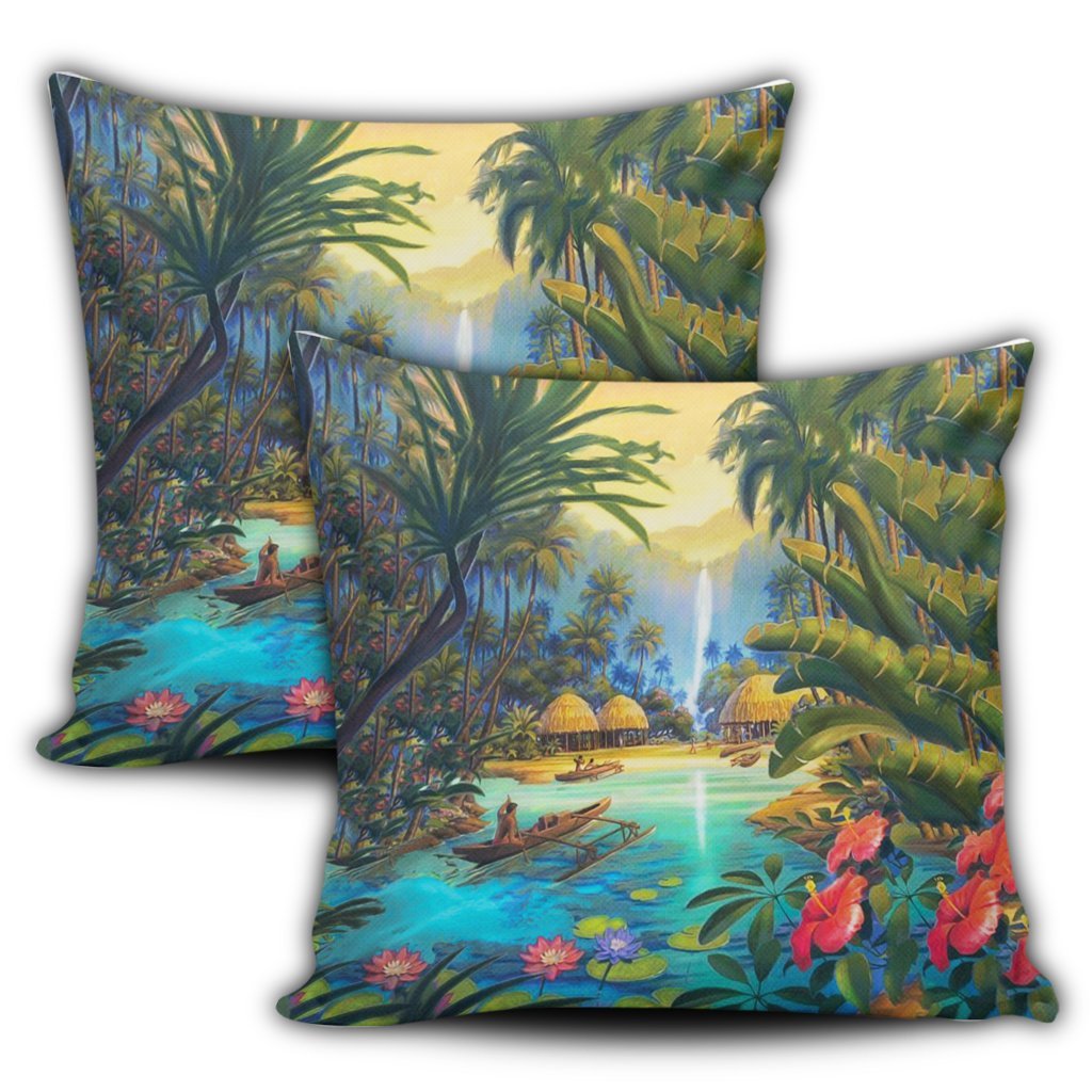 Hawaiian Living In Aboriginal Village Pillow Covers - AH - Polynesian Pride