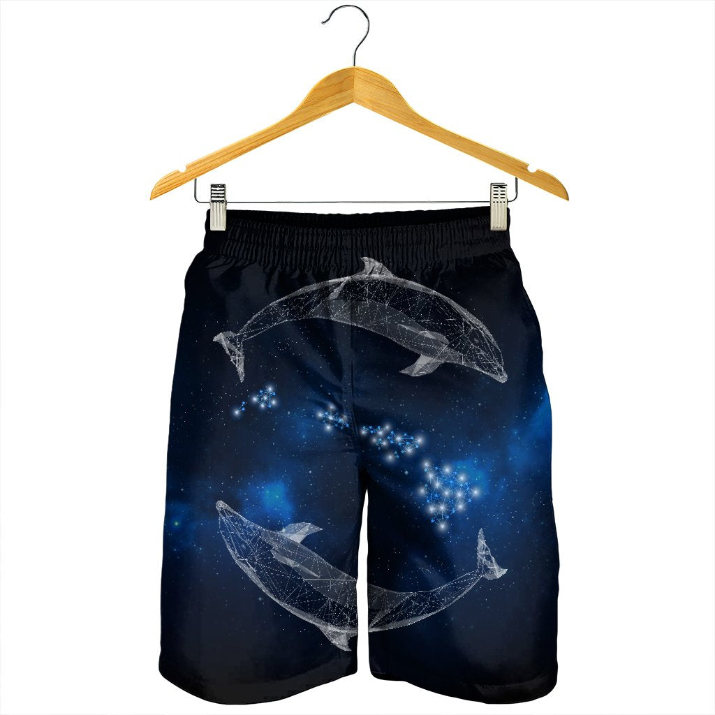 Hawaiian Map Galaxy Zodiac Dolphin White Polynesian Men's Shorts - AH - Polynesian Pride