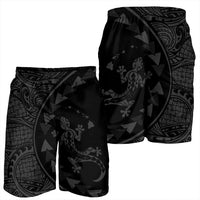 Hawaiian Map Gecko Tattoo Kakau Polynesian Men's Shorts Gray AH - Polynesian Pride
