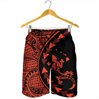 Hawaiian Map Gecko Tattoo Kakau Polynesian Men's Shorts Orange AH - Polynesian Pride