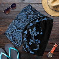 Hawaiian Map Gecko Tattoo Kakau Polynesian Men's Shorts Pastel Blue AH Art - Polynesian Pride