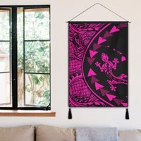 Hawaiian Map Gecko Tattoo Kakau Polynesian Hanging Poster Pink AH - Polynesian Pride