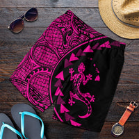 Hawaiian Map Gecko Tattoo Kakau Polynesian Men's Shorts Pink AH Art - Polynesian Pride