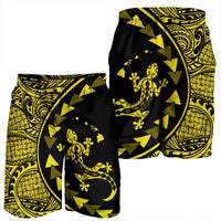 Hawaiian Map Gecko Tattoo Kakau Polynesian Men's Shorts Yellow AH - Polynesian Pride