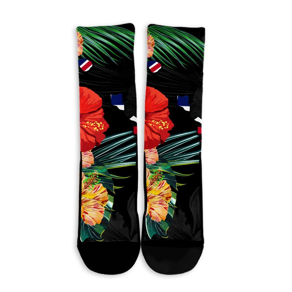 Hawaiian Map Hawaii Flag Hibiscus Polynesian Crew Socks AH - Polynesian Pride