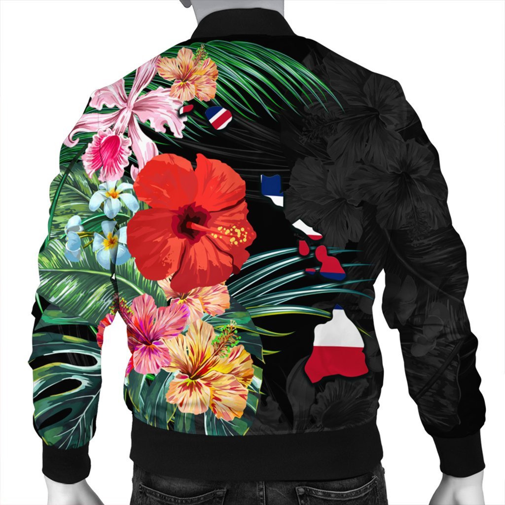 Hawaiian Map Hawaii Flag Hibiscus Polynesian Bomber Jacket AH - Polynesian Pride