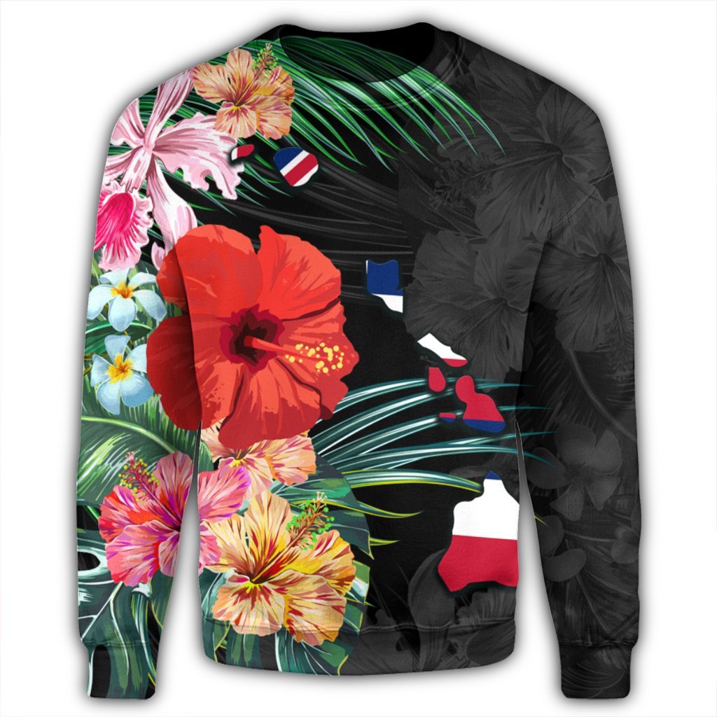Hawaiian Map Hawaii Flag Hibiscus Polynesian Sweatshirt AH - Polynesian Pride