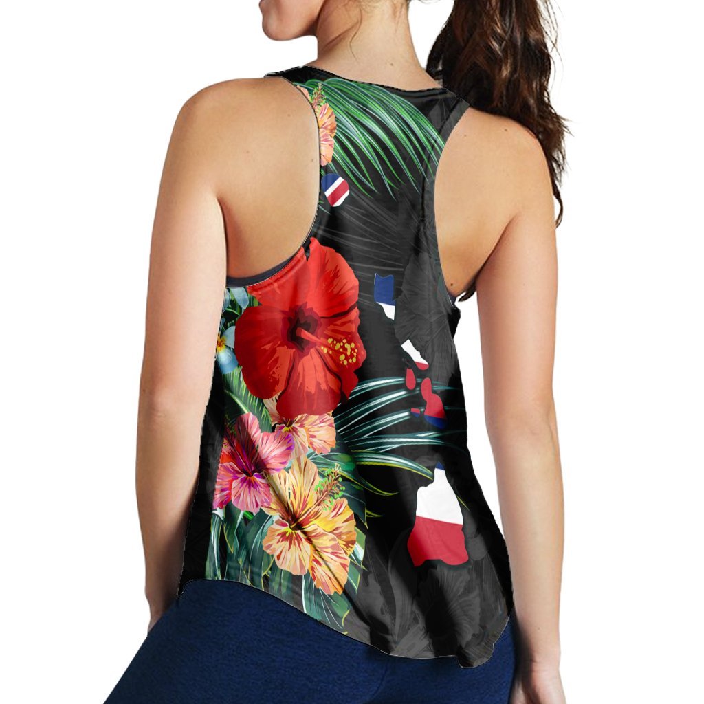 Hawaiian Map Hawaii Flag Hibiscus Polynesian Racerback Tank AH - Polynesian Pride