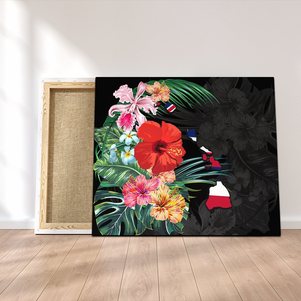 Hawaiian Map Hawaii Flag Hibiscus Polynesian Canvas AH Canvas Poly-cotton - Polynesian Pride