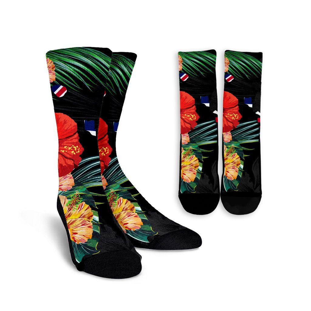 Hawaiian Map Hawaii Flag Hibiscus Polynesian Crew Socks AH Crew Socks White - Polynesian Pride