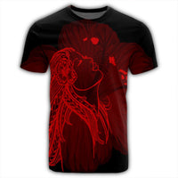 Hawaiian Map Heart Hula Girl Hibiscus Red Polynesian T Shirt - Polynesian Pride