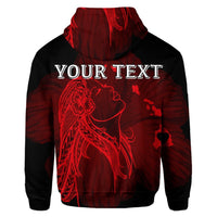 Custom Hawaiian Map Heart Hula Girl Hibiscus Red Polynesian Hoodie - Polynesian Pride