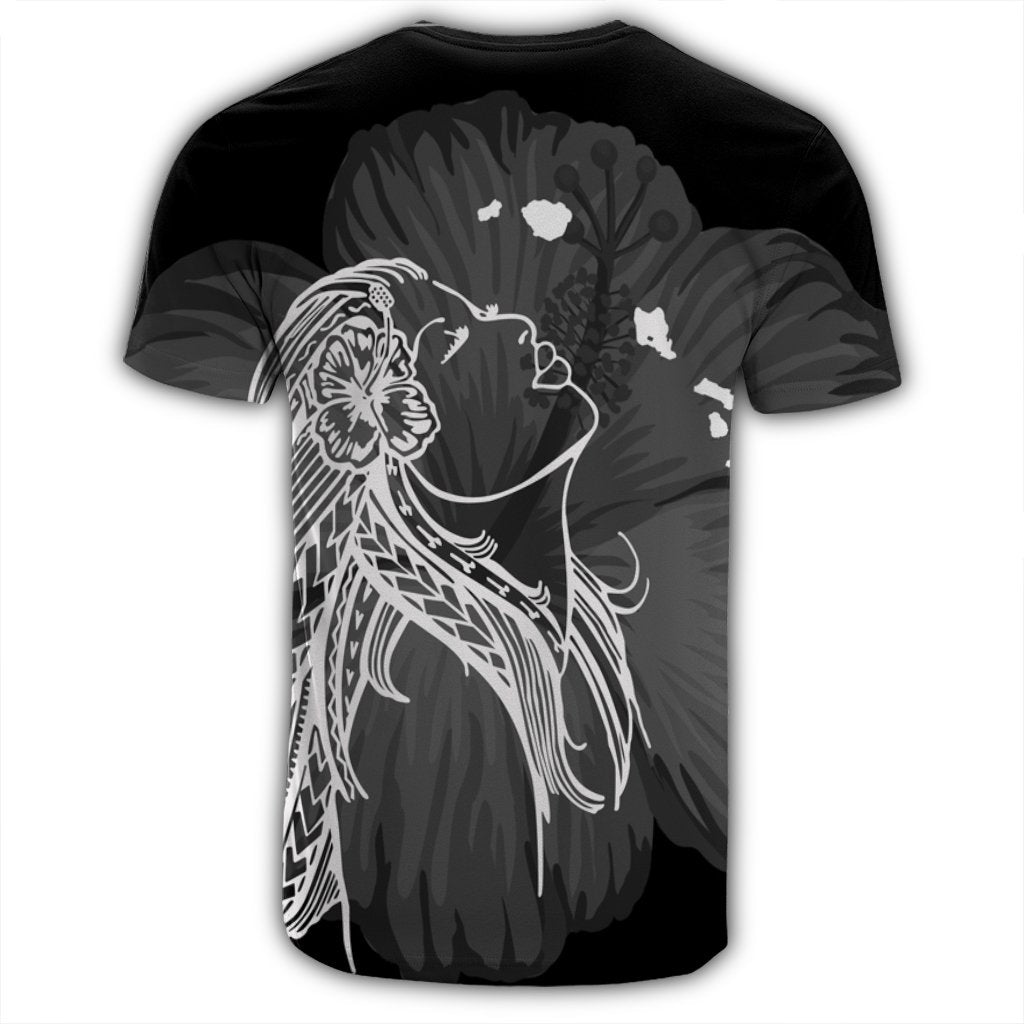 Hawaiian Map Heart Hula Girl Hibiscus White Polynesian T Shirt - Polynesian Pride