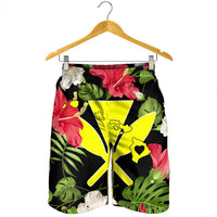 Hawaiian Map Heart Kanaka Hibiscus Polynesian Men's Shorts - AH - Polynesian Pride