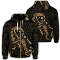 Hawaiian Map Heart Ribbon Cancer Hibiscus Gold Polynesian Zip Hoodie Unisex Art - Polynesian Pride