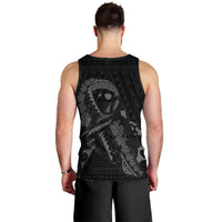 Hawaiian Map Heart Ribbon Cancer Hibiscus Gray Polynesian Tank Top - AH - Polynesian Pride