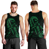 Hawaiian Map Heart Ribbon Cancer Hibiscus Green Polynesian Tank Top - AH - Polynesian Pride