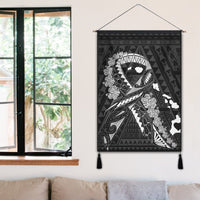 Hawaiian Map Heart Ribbon Cancer Hibiscus White Polynesian Hanging Poster - AH - Polynesian Pride