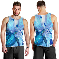 Hawaiian Map Hibiscus Flower Turtle Polynesian Tank Top Blue - AH - Polynesian Pride