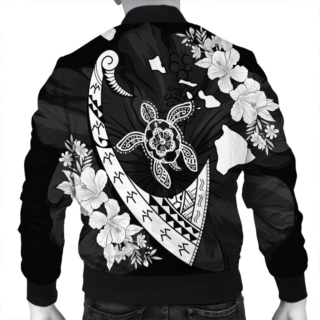 Hawaiian Map Hibiscus Turtle Fish Hook Polynesian Bomber Jacket - AH - Polynesian Pride