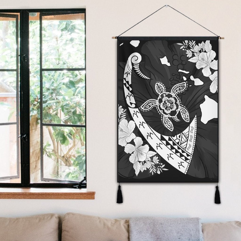 Hawaiian Map Hibiscus Turtle Fish Hook Polynesian Hanging Poster - AH - Polynesian Pride
