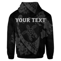 Custom Hawaiian Map Hibiscus Turtle Fish Hook Polynesian Hoodie Grey - Polynesian Pride