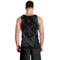 Hawaiian Map Hibiscus Turtle Fish Hook Polynesian Tank Top Grey - AH - Polynesian Pride