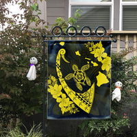 Hawaiian Map Hibiscus Turtle Fish Hook Polynesian Flag Yellow - AH - Polynesian Pride