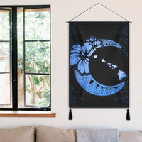 Hawaiian Map Hibiscus Turtle Polynesian Moon Hanging Poster Blue - AH - Polynesian Pride