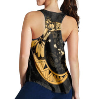 Hawaiian Map Hibiscus Turtle Polynesian Moon Racerback Tank Gold - AH - Polynesian Pride