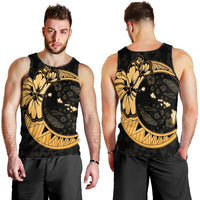 Hawaiian Map Hibiscus Turtle Polynesian Moon Tank Top Gold - AH - Polynesian Pride