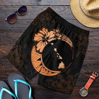 Hawaiian Map Hibiscus Turtle Polynesian Moon Men's Shorts Orange - AH Art - Polynesian Pride
