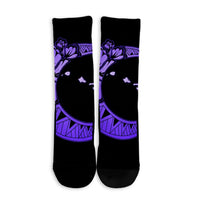 Hawaiian Map Hibiscus Turtle Polynesian Moon Crew Socks Purple - AH - Polynesian Pride