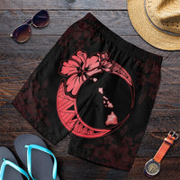 Hawaiian Map Hibiscus Turtle Polynesian Moon Men's Shorts Red - AH Art - Polynesian Pride