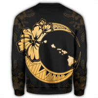 Hawaiian Map Hibiscus Turtle Polynesian Moon Sweatshirt Yellow - AH - Polynesian Pride