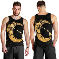 Hawaiian Map Hibiscus Turtle Polynesian Moon Tank Top Yellow - AH - Polynesian Pride