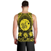 Hawaiian Map Honu Hibiscus Tropic Yellow Polynesian Tank Top - AH - Polynesian Pride