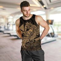 Hawaiian Map Hula Girl Hibiscus Kanaka Polynesian Tank Top - Gold - AH - Polynesian Pride