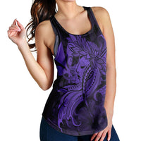 Hawaiian Map Hula Girl Hibiscus Kanaka Polynesian Racerback Tank - Purple - AH - Polynesian Pride