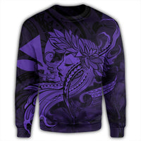 Hawaiian Map Hula Girl Hibiscus Kanaka Polynesian Sweatshirt - Purple - AH - Polynesian Pride