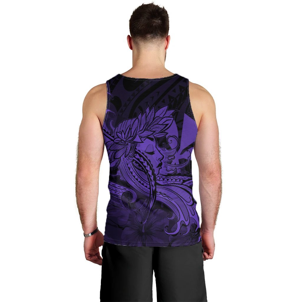Hawaiian Map Hula Girl Hibiscus Kanaka Polynesian Tank Top - Purple - AH - Polynesian Pride