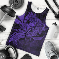 Hawaiian Map Hula Girl Hibiscus Kanaka Polynesian Tank Top - Purple - AH - Polynesian Pride