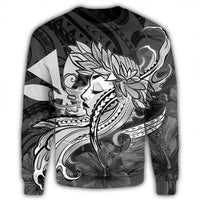 Hawaiian Map Hula Girl Hibiscus Kanaka Polynesian Sweatshirt - White - AH - Polynesian Pride