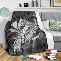 Hawaiian Map Hula Girl Hibiscus Kanaka Polynesian Premium Blankets - White - AH - Polynesian Pride